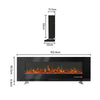 Electric Heater 60Inch LED Fireplace Wall Mounted Inset Standing Media Log Flame