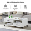 White High Gloss Coffee Table 4 Drawers Rectangular Living Room Modern