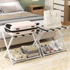 Folding Suitcase Stand Luggage Rack with Storage Shel-White