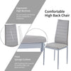 4pcs Grey PU Leather Dining Chairs & Round Clear Glass Dining Table Dining Set