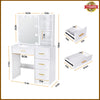 White Dressing Table Makeup Desk With LED Mirror Sliding 4 Drawer Bedroom Modern