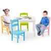 Children Wooden Table and 4 Chairs Set Activity Desk Set Colorful
