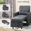 Single Chair Bed, Pull Out Sleeper Chair with Adjustable Backrest, Grey