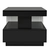 Coffee Table with Storage High Gloss LED Modern Wooden Rectangle Tea Table Black