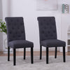 2x Button Tufted High Back Dining Chairs Fabric Upholstered Room Kitchen Grey
