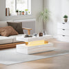 LED Coffee Table with Storage, High Gloss Living Room Table, White