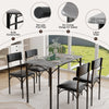 5 Piece Dining Table and Chairs Set Wooden Space Saving with Metal Frame Kitchen
