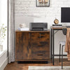 Brown Office Filing Cabinet File Drawers Wheels Mobile Printer Stand Wooden New