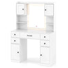 Makeup Vanity Desk Dressing Table w/Charging Station& Mirror-White