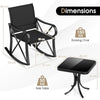 3 Piece Patio Rocking Set 2 Rocking Chairs w/ Side Table-Black