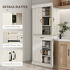 Freestanding Kitchen Cupboard, Tall Storage Cabinet w/ Drawer and Shelves, White