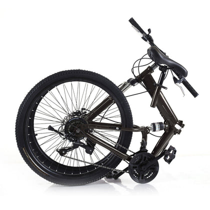 26 in Folding Mountain Bike 21-Speed MTB Bicycle Full Suspension Disc Brake Bike