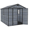 8X10FT Plastic Garden Shed Apex with Floor Window Lockable Door Wood Grain Grey
