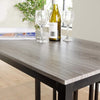 Home Source Kitchen Dining Breakfast Bar Set, Wooden Table Top, Black Metal