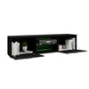 Modern 160cm TV Unit Stand Cabinet Black High Gloss 2 Door Storage LED Lights