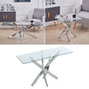 Coffee Dining Table Living Room Furniture Metal Base Tempered Glass Square Desk