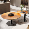 2X Chic Nesting Coffee Table Set Unique Vintage Wood Grains Glass Stacking Table