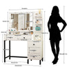 Dressing Table with LED Mirror Modern Makeup Desk Vanity Table+5 Drawers White