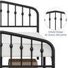 Metal Bed Frame with Arched Headboard and Footboard/Heavy Duty Slat Support