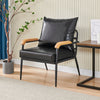 PU Single Sofa Wood Arm Metal Frame Comfort Save Space Office Home Hotel Lounge