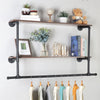 Retro Coat Rack Industrial Pipe WallMounted Clothes Hanging Rail Hallway Bedroom