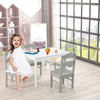 Children Wooden Table and 4 Chairs Set Activity Desk Set Grey
