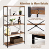 5-Tier Bookshelf Industrial Wood Bookcase Freestanding Display Rack Organizer