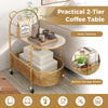 Sofa Side Table 2-Tier Center Table Sofa Side Table on Lockable Wheels-Golden