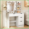 Modern 4 Drawers Dresser Table with 10 LED Bulbs Makeup Mirror Vanity Desk