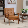Accent Chair PU Leather Armchair with Armrests for Living Room in Brown
