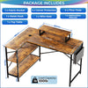 L-Shaped Computer Desk Study Writing With Fabric Pocket Hook Home Storage Shelf