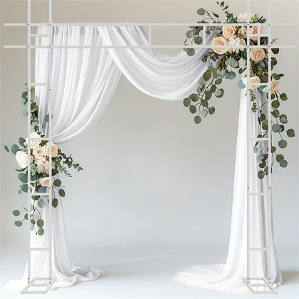 236cm Elegant White Wedding Arch Stand Metal Ceremony Bridal Party Archway Frame