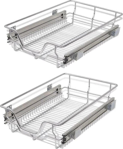2 Pull-Out Baskets Kitchen Cabinet Base Drawer Larder Organiser Soft Close 400mm