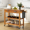 Kitchen Island on Wheels Storage Trolley Cart Drawer Shelves Countertop Brown