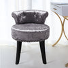 Retro Bedroom Vanity Stool Crushed Velvet Padded Studded Dressing Table Chair