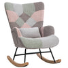 Rocking Chair with Footstool Fabric Velvet Relax Chair Lounge Recliner Armchair