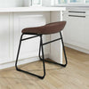 Set of 2 Bar Stool Vintage Rustic Kitchen Pub Bar Chairs High Back Sunken Seat