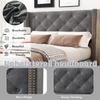 3FT UPHOLSTERED SINGLE BED FRAME WITH VELVET TUFTED HEADBOARD & WING SIDE GREY