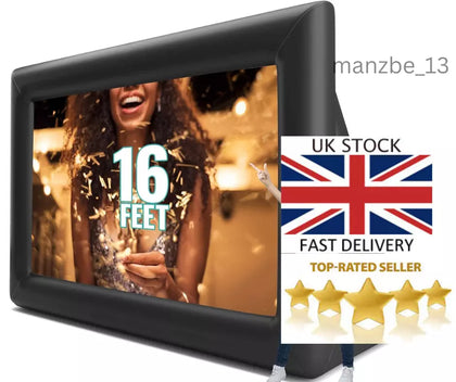16 FT Portable Outdoor Inflatable Projector Screen With Blower 16:9 HD Garden UK
