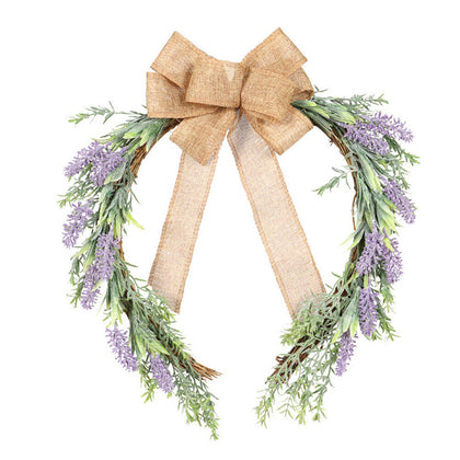 Artificial Topiary Wreath Lavender Fake Flower Leaf Door Hanging Garland Decor