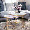 Round Coffee Tables, Removable Set of 2 End Table with Gold Metal Frame Legs