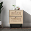 2 Straw Woven Drawer Bedside Table Chest of Drawers Storage Cabinet Furniture