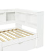 Daybed with 2 Drawers & Storage Compartments 3ft Single Wooden Bed Frame, White