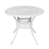 Outdoor Round Dining Table Cast Aluminium Hollow-out Top with Parasol Hole 90cm