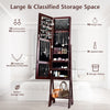 LED Freestanding Mirror Jewelry Cabinet Makeup Vanity Armoire Coffee