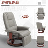PU Recliner Chair Grey Swivel Armchair Lounge Chair With Footrest & Wooden Base