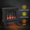 Electric Fireplace Heater Black Stove w/ LED Flame Effect Freestanding Black