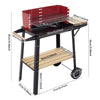Charcoal BBQ Rotisserie Grill Roaster w/ 5-Level Height Grill Grate&Wood Shelves