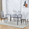 5Pcs Dining Set Rectangle Glass Dining Table+ 2/4 Dining Chairs Home