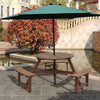Garden Picnic Table & Benches Wooden Round Table with Parasol Hole 6/8 Seater